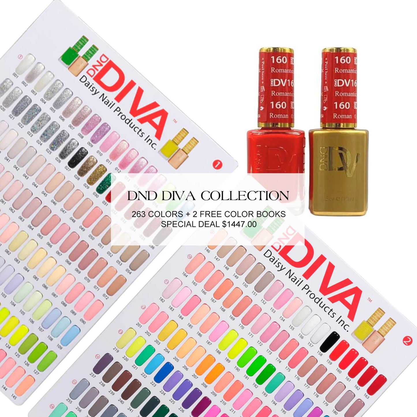 DND DIVA Gel/Lacquer Duo Bundle (263 colors ) + FREE 2 color booklets